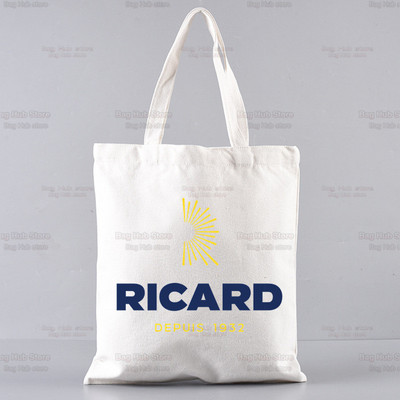 Ricard grafinis animacinis spausdintas drobinis pečių krepšys, moteriškas Harajuku Juokingas, didelės talpos ekologiškas RICARD pirkėjo krepšys