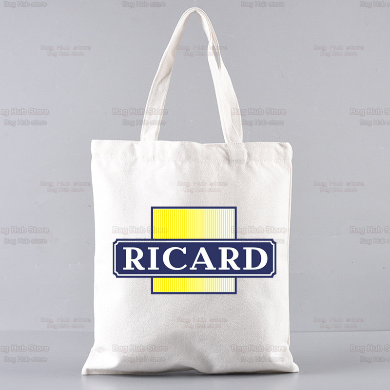 Ricard Graphic Cartoon εκτυπωμένη πάνινη τσάντα ώμου Γυναικεία Harajuku Αστεία μεγάλης χωρητικότητας Eco Environmental RICARD Τσάντα αγορών