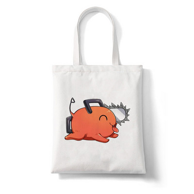 Japānas anime motorzāģis Kawaii Pochita Denji sieviešu iepirkumu soma Pircējs motorzāģis vīrietis anime iepirkumu soma Audekla soma kokvilnas soma