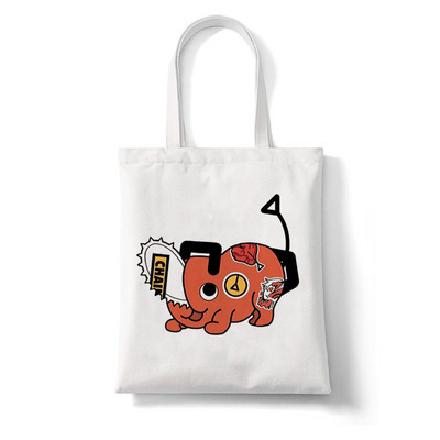 Japānas anime motorzāģis Kawaii Pochita Denji sieviešu iepirkumu soma Pircējs motorzāģis vīrietis anime iepirkumu soma Audekla soma kokvilnas soma