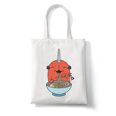 Japānas anime motorzāģis Kawaii Pochita Denji sieviešu iepirkumu soma Pircējs motorzāģis vīrietis anime iepirkumu soma Audekla soma kokvilnas soma