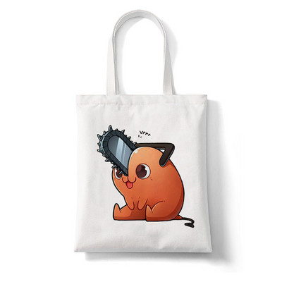 Japānas anime motorzāģis Kawaii Pochita Denji sieviešu iepirkumu soma Pircējs motorzāģis vīrietis anime iepirkumu soma Audekla soma kokvilnas soma