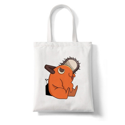 Japānas anime motorzāģis Kawaii Pochita Denji sieviešu iepirkumu soma Pircējs motorzāģis vīrietis anime iepirkumu soma Audekla soma kokvilnas soma