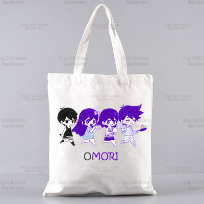 Omori Game Anime Αστείες τσάντες Unisex Προσαρμοσμένη τσάντα από καμβά Εκτύπωση Καθημερινή χρήση Επαναχρησιμοποιήσιμη Travel Casual Τσάντα αγορών