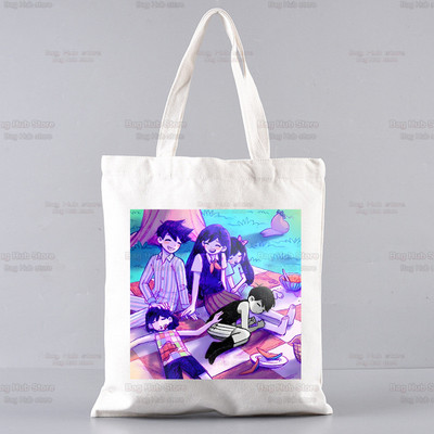Omori Game Anime Αστείες τσάντες Unisex Προσαρμοσμένη τσάντα από καμβά Εκτύπωση Καθημερινή χρήση Επαναχρησιμοποιήσιμη Travel Casual Τσάντα αγορών