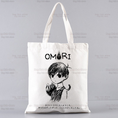 Omori Game Anime Αστείες τσάντες Unisex Προσαρμοσμένη τσάντα από καμβά Εκτύπωση Καθημερινή χρήση Επαναχρησιμοποιήσιμη Travel Casual Τσάντα αγορών