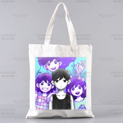 Omori Game Anime Αστείες τσάντες Unisex Προσαρμοσμένη τσάντα από καμβά Εκτύπωση Καθημερινή χρήση Επαναχρησιμοποιήσιμη Travel Casual Τσάντα αγορών