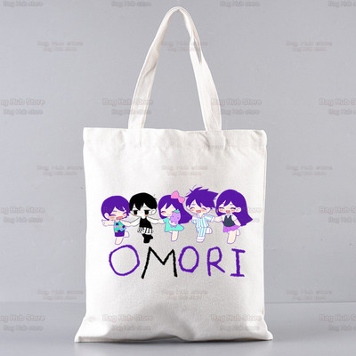 Omori Game Anime Αστείες τσάντες Unisex Προσαρμοσμένη τσάντα από καμβά Εκτύπωση Καθημερινή χρήση Επαναχρησιμοποιήσιμη Travel Casual Τσάντα αγορών