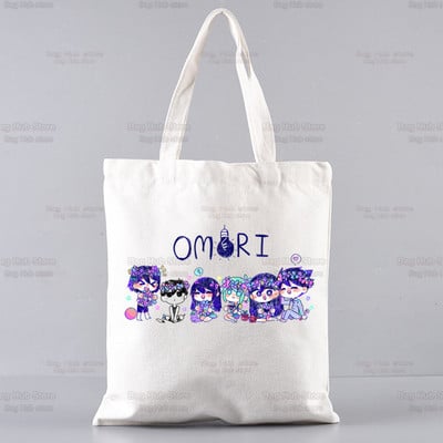 Omori Game Anime Αστείες τσάντες Unisex Προσαρμοσμένη τσάντα από καμβά Εκτύπωση Καθημερινή χρήση Επαναχρησιμοποιήσιμη Travel Casual Τσάντα αγορών