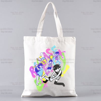 Omori Game Anime Αστείες τσάντες Unisex Προσαρμοσμένη τσάντα από καμβά Εκτύπωση Καθημερινή χρήση Επαναχρησιμοποιήσιμη Travel Casual Τσάντα αγορών