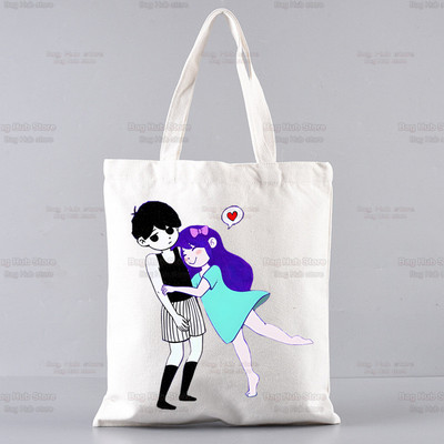 Omori Game Anime Αστείες τσάντες Unisex Προσαρμοσμένη τσάντα από καμβά Εκτύπωση Καθημερινή χρήση Επαναχρησιμοποιήσιμη Travel Casual Τσάντα αγορών