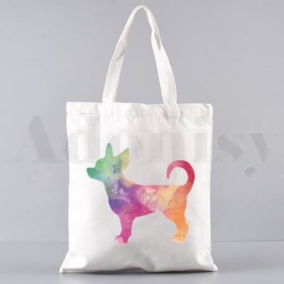 Chihuahua naljakas koer armas mood loom 90ndate käekotid õlakotid vabaaja ostlemine tüdrukute käekott naistele elegantne lõuendist kott