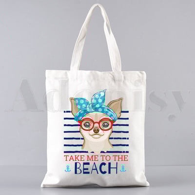 Chihuahua naljakas koer armas mood loom 90ndate käekotid õlakotid vabaaja ostlemine tüdrukute käekott naistele elegantne lõuendist kott