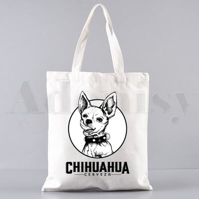 Chihuahua naljakas koer armas mood loom 90ndate käekotid õlakotid vabaaja ostlemine tüdrukute käekott naistele elegantne lõuendist kott