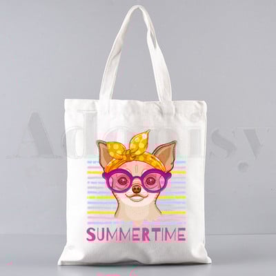 Chihuahua naljakas koer armas mood loom 90ndate käekotid õlakotid vabaaja ostlemine tüdrukute käekott naistele elegantne lõuendist kott