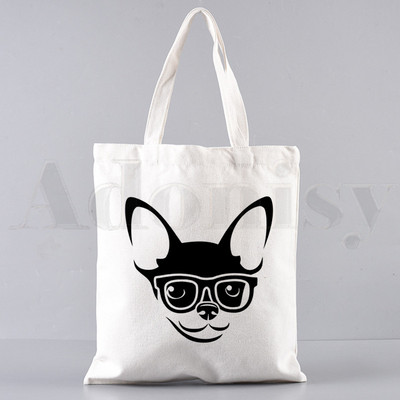 Chihuahua naljakas koer armas mood loom 90ndate käekotid õlakotid vabaaja ostlemine tüdrukute käekott naistele elegantne lõuendist kott