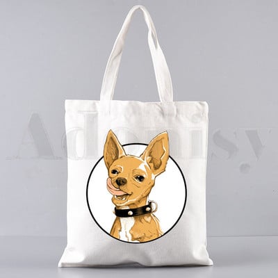 Chihuahua naljakas koer armas mood loom 90ndate käekotid õlakotid vabaaja ostlemine tüdrukute käekott naistele elegantne lõuendist kott