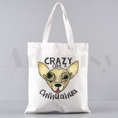 Chihuahua naljakas koer armas mood loom 90ndate käekotid õlakotid vabaaja ostlemine tüdrukute käekott naistele elegantne lõuendist kott