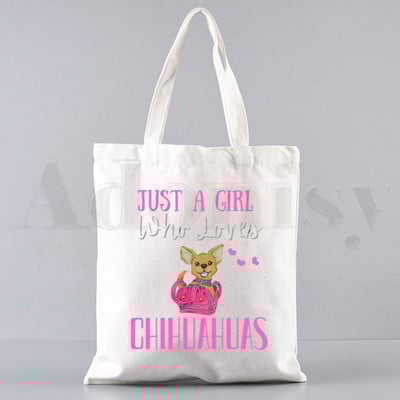 Chihuahua naljakas koer armas mood loom 90ndate käekotid õlakotid vabaaja ostlemine tüdrukute käekott naistele elegantne lõuendist kott