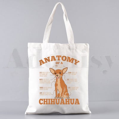 Chihuahua naljakas koer armas mood loom 90ndate käekotid õlakotid vabaaja ostlemine tüdrukute käekott naistele elegantne lõuendist kott