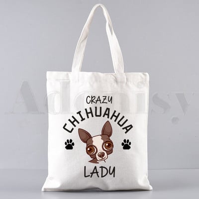 Chihuahua naljakas koer armas mood loom 90ndate käekotid õlakotid vabaaja ostlemine tüdrukute käekott naistele elegantne lõuendist kott