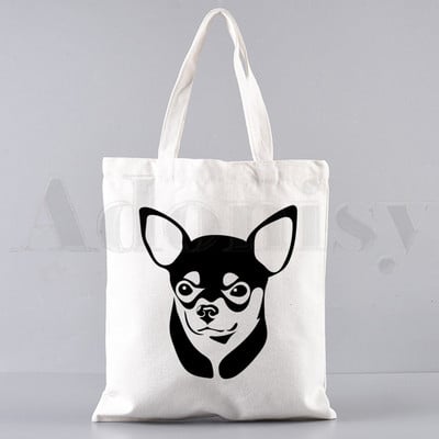 Chihuahua naljakas koer armas mood loom 90ndate käekotid õlakotid vabaaja ostlemine tüdrukute käekott naistele elegantne lõuendist kott