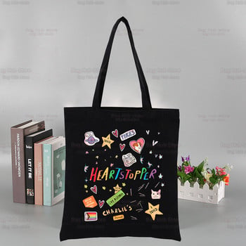 Heartstopper Graphic Printed Canvas Nick and Charlie Shoulder Bag Γυναικεία Harajuku Funny Eco Romance Tv Show Shopper Bag