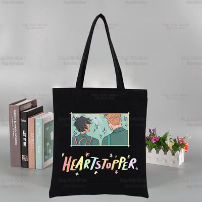 Geantă de umăr din pânză cu imprimare grafică Heartstopper, Nick și Charlie, pentru femei, Harajuku, amuzantă, Eco Romance, emisiune TV.