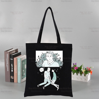 „Heartstopper“ grafinis spausdintas drobinis Niko ir Čarlio peties krepšys, moteriškas „Harajuku“ Juokingas ekologinis romantikos televizijos šou krepšys pirkėjui