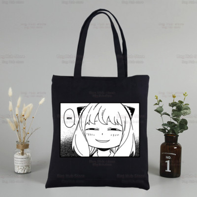 SPYFAMILY Anya Mugav lõuend Jaapani anime spioon x perekond mustad kotid vabaaja tüdrukute kandik Eco Shopper SpyFamily õlakotid