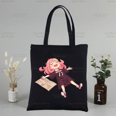 SPYFAMILY Anya Mugav lõuend Jaapani anime spioon x perekond mustad kotid vabaaja tüdrukute kandik Eco Shopper SpyFamily õlakotid