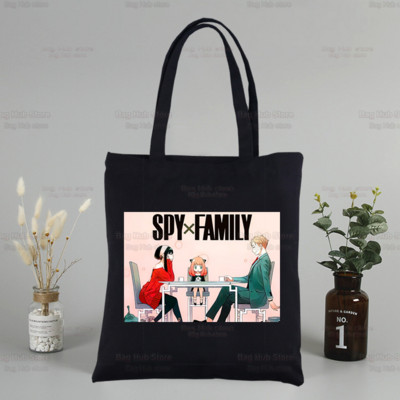 SPYFAMILY Anya Mugav lõuend Jaapani anime spioon x perekond mustad kotid vabaaja tüdrukute kandik Eco Shopper SpyFamily õlakotid
