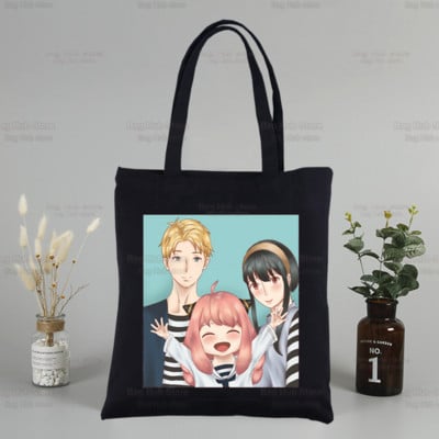 SPYFAMILY Anya Mugav lõuend Jaapani anime spioon x perekond mustad kotid vabaaja tüdrukute kandik Eco Shopper SpyFamily õlakotid