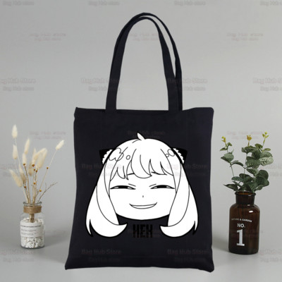 SPYFAMILY Anya Mugav lõuend Jaapani anime spioon x perekond mustad kotid vabaaja tüdrukute kandik Eco Shopper SpyFamily õlakotid
