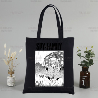 SPYFAMILY Anya Mugav lõuend Jaapani anime spioon x perekond mustad kotid vabaaja tüdrukute kandik Eco Shopper SpyFamily õlakotid
