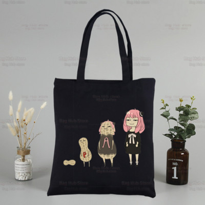 SPYFAMILY Anya Mugav lõuend Jaapani anime spioon x perekond mustad kotid vabaaja tüdrukute kandik Eco Shopper SpyFamily õlakotid
