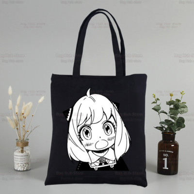 SPYFAMILY Anya Mugav lõuend Jaapani anime spioon x perekond mustad kotid vabaaja tüdrukute kandik Eco Shopper SpyFamily õlakotid