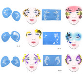 OPHIR atkārtoti lietojama sejas krāsa un pagaidu tetovēšanas trafarets Body Art sejas dizaina grima veidne Helovīna ballītei FA01-FA25