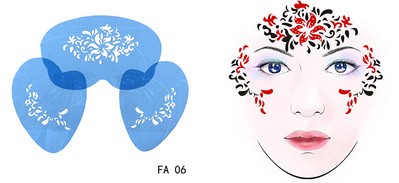 OPHIR atkārtoti lietojama sejas krāsa un pagaidu tetovēšanas trafarets Body Art sejas dizaina grima veidne Helovīna ballītei FA01-FA25