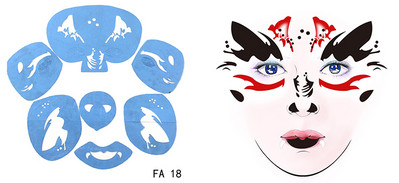 OPHIR atkārtoti lietojama sejas krāsa un pagaidu tetovēšanas trafarets Body Art sejas dizaina grima veidne Helovīna ballītei FA01-FA25
