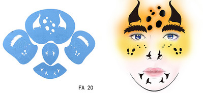 OPHIR atkārtoti lietojama sejas krāsa un pagaidu tetovēšanas trafarets Body Art sejas dizaina grima veidne Helovīna ballītei FA01-FA25