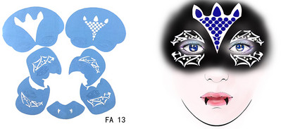 OPHIR atkārtoti lietojama sejas krāsa un pagaidu tetovēšanas trafarets Body Art sejas dizaina grima veidne Helovīna ballītei FA01-FA25