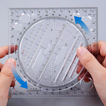 Многофункционален въртящ се шаблон за рисуване Изкуство Дизайн Строителство Архитект Стерео Геометрия Кръг Чертеж Измерване Мащаб Линийка