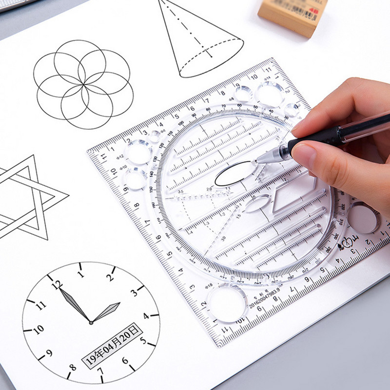 Многофункционален въртящ се шаблон за рисуване Изкуство Дизайн Строителство Архитект Стерео Геометрия Кръг Чертеж Измерване Мащаб Линийка