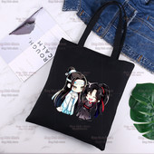 Mo Dao Zu Shi Graphic Wei Wuxian Lan Wangji Slatka modna crna platnena torba Harajuku ženske torbe Vintage ručna torba Torba na rame