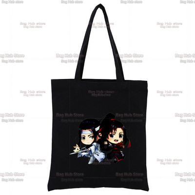 Mo Dao Zu Shi Graphic Wei Wuxian Lan Wangji Slatka modna crna platnena torba Harajuku ženske torbe Vintage ručna torba Torba na rame