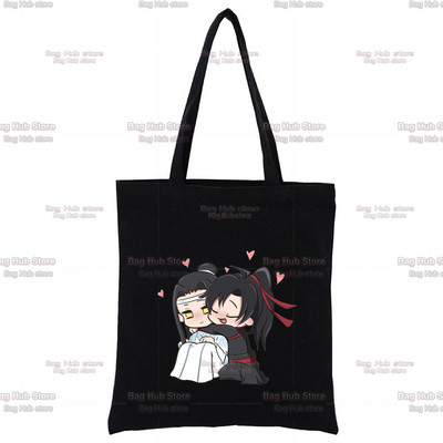 Mo Dao Zu Shi Graphic Wei Wuxian Lan Wangji Slatka modna crna platnena torba Harajuku ženske torbe Vintage ručna torba Torba na rame