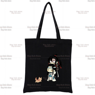 Mo Dao Zu Shi Graphic Wei Wuxian Lan Wangji Slatka modna crna platnena torba Harajuku ženske torbe Vintage ručna torba Torba na rame