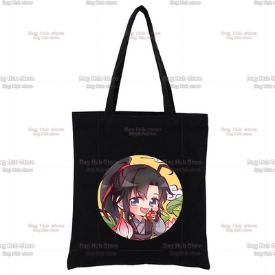 Mo Dao Zu Shi Graphic Wei Wuxian Lan Wangji Slatka modna crna platnena torba Harajuku ženske torbe Vintage ručna torba Torba na rame