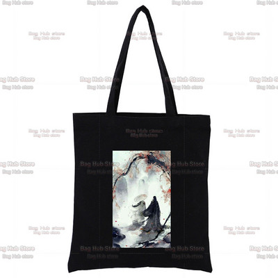 Mo Dao Zu Shi Graphic Wei Wuxian Lan Wangji Slatka modna crna platnena torba Harajuku ženske torbe Vintage ručna torba Torba na rame